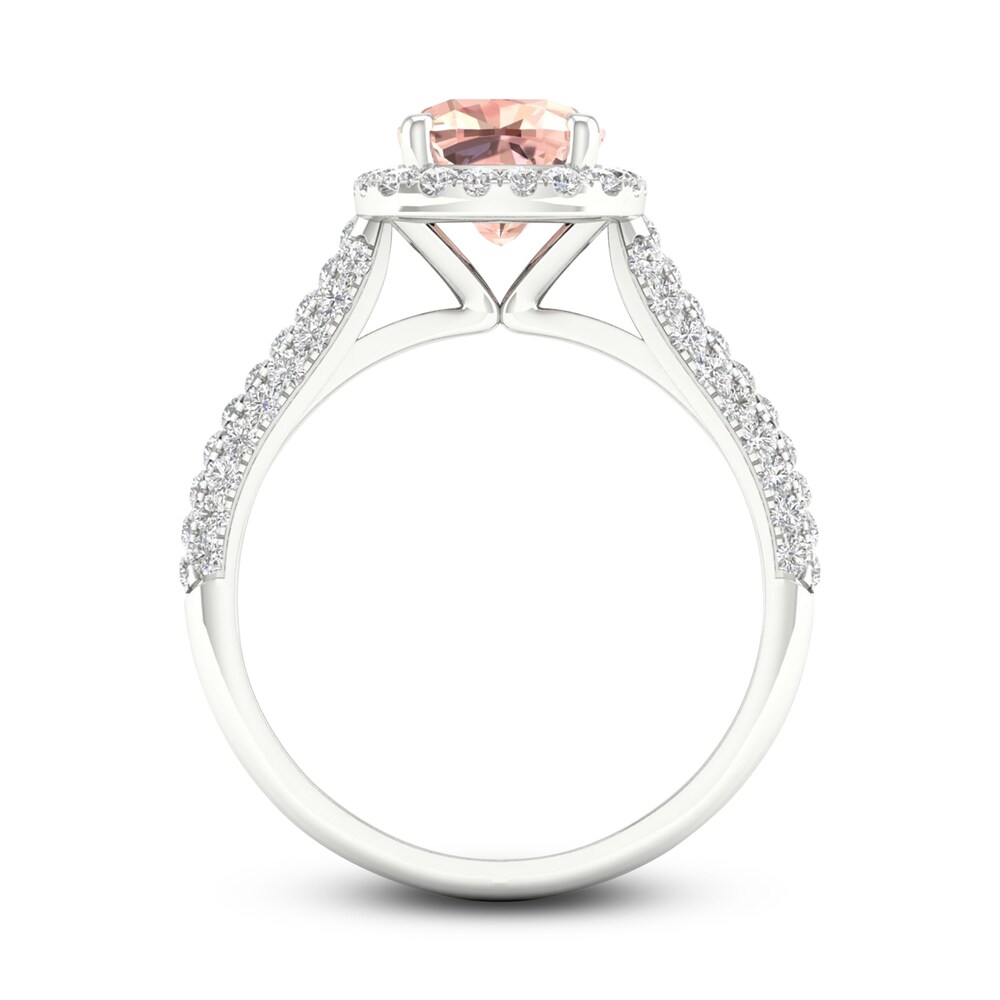 Natural Morganite Engagement Ring 1/2 ct tw Round/Cushion 14K White Gold 1L7adDbK Natural Morganite Engagement Ring 1/2 ct tw Round/Cushion 14K White Gold 1L7adDbK