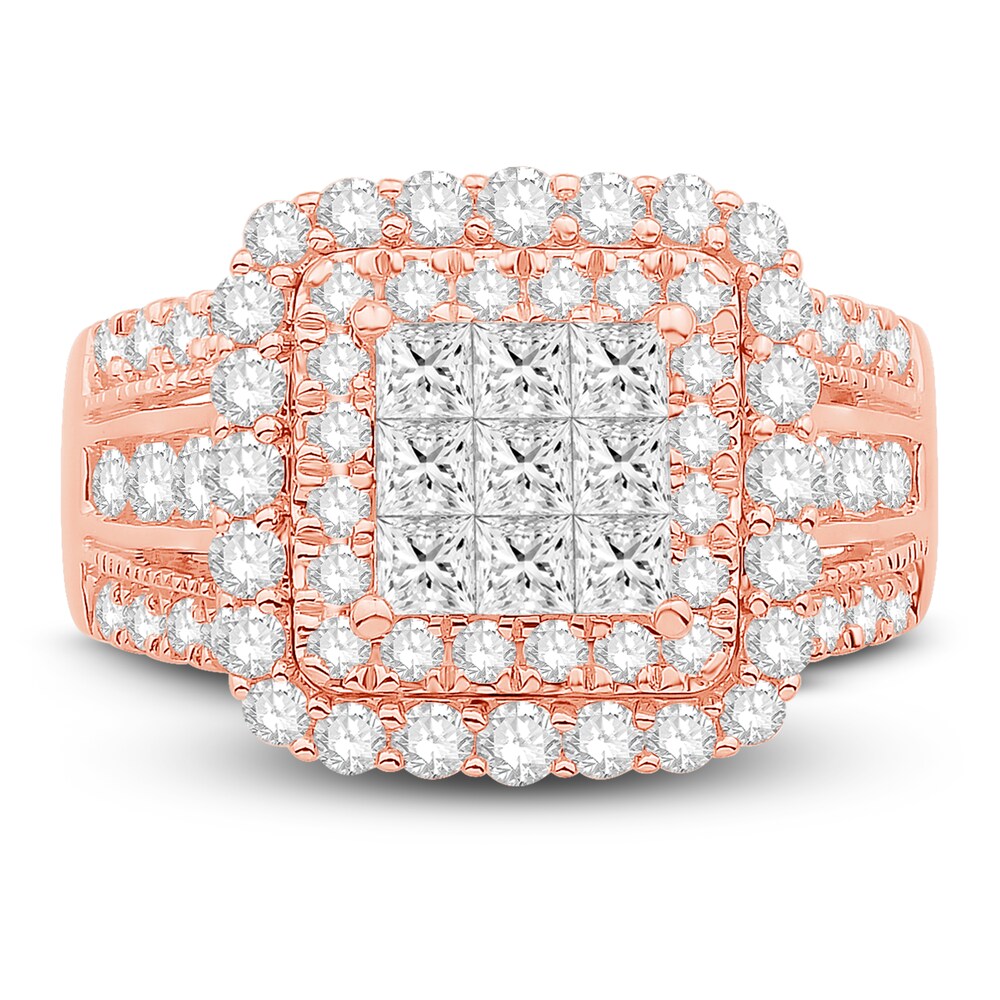 Diamond Engagement Ring 2 ct tw Princess/Round 14K Rose Gold 1NqaNJUM