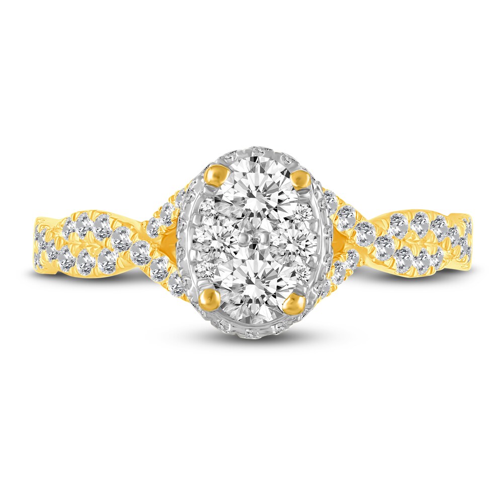 Diamond Oval Halo Engagement Ring 1 ct tw Round 14K Yellow Gold 1ha8g0Rr Diamond Oval Halo Engagement Ring 1 ct tw Round 14K Yellow Gold 1ha8g0Rr