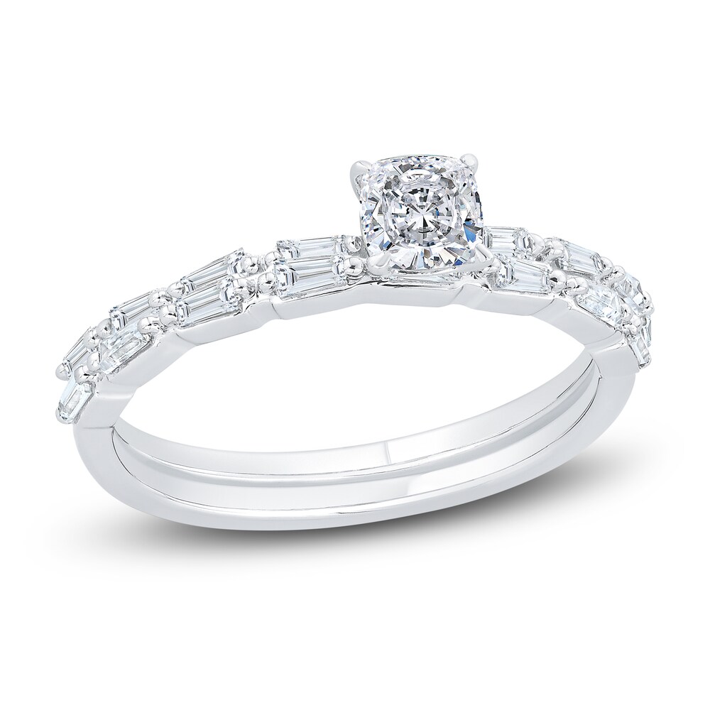 Diamond Engagement Ring 3/4 ct tw Cushion/Baguette 14K White Gold 1iNd97vW