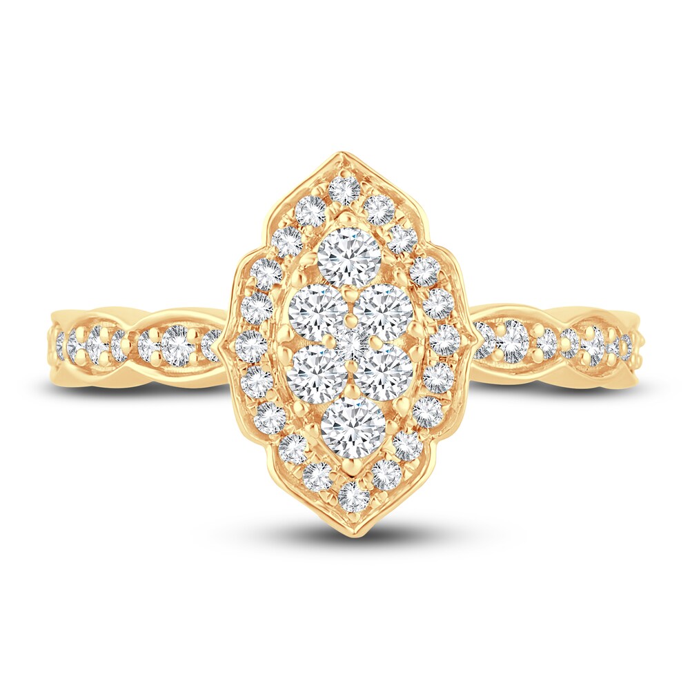 Diamond Engagement Ring 1/2 ct tw Round 14K Yellow Gold 1mdSdYL7 Diamond Engagement Ring 1/2 ct tw Round 14K Yellow Gold 1mdSdYL7