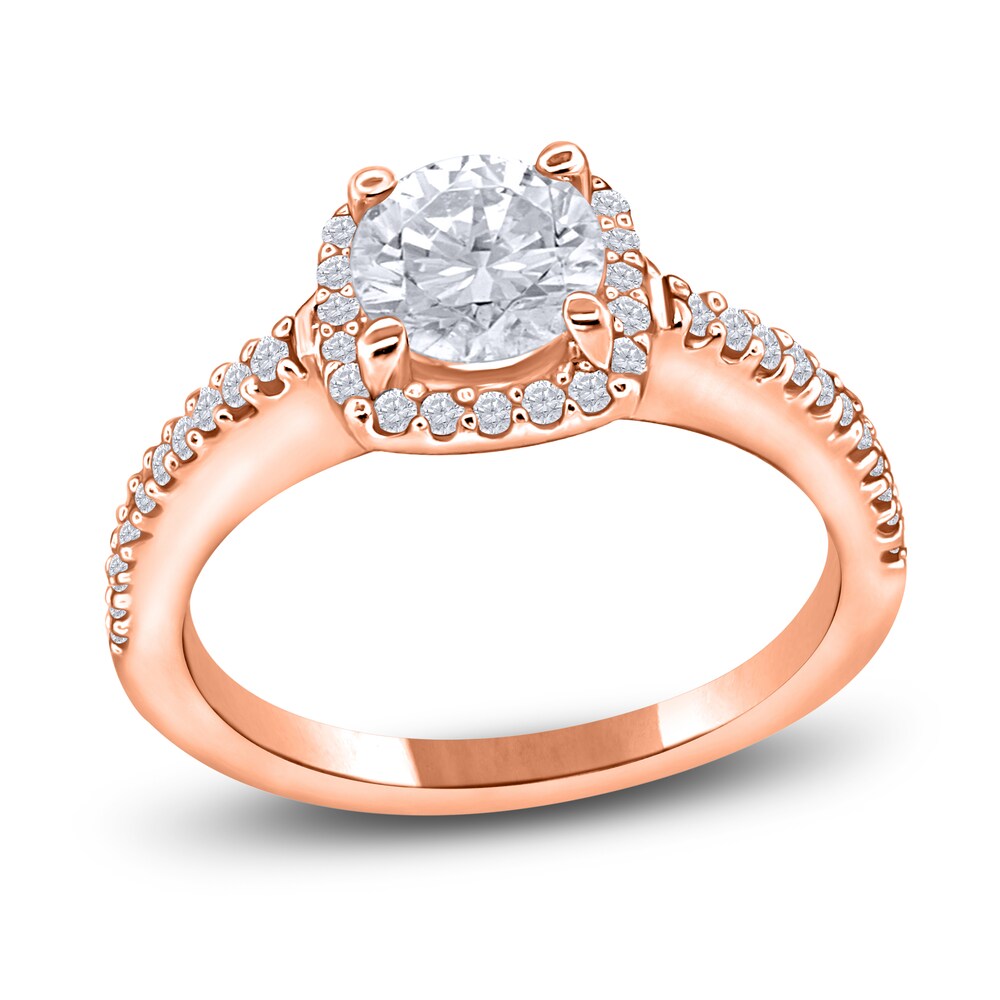 Diamond Halo Engagement Ring 1 ct tw Round 14K Rose Gold 1q8og1qZ Diamond Halo Engagement Ring 1 ct tw Round 14K Rose Gold 1q8og1qZ