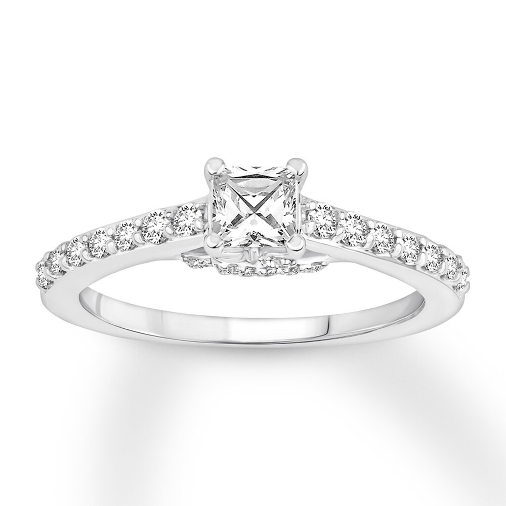 Diamond Engagement Ring 3/4 ct tw Princess-cut 14K White Gold 1toCl8cr Diamond Engagement Ring 3/4 ct tw Princess-cut 14K White Gold 1toCl8cr