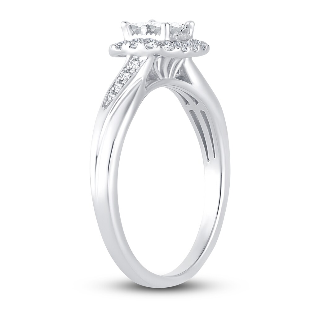 Diamond Ring 3/8 ct tw Princess/Round 14K White Gold 1wFffwK4 Diamond Ring 3/8 ct tw Princess/Round 14K White Gold 1wFffwK4