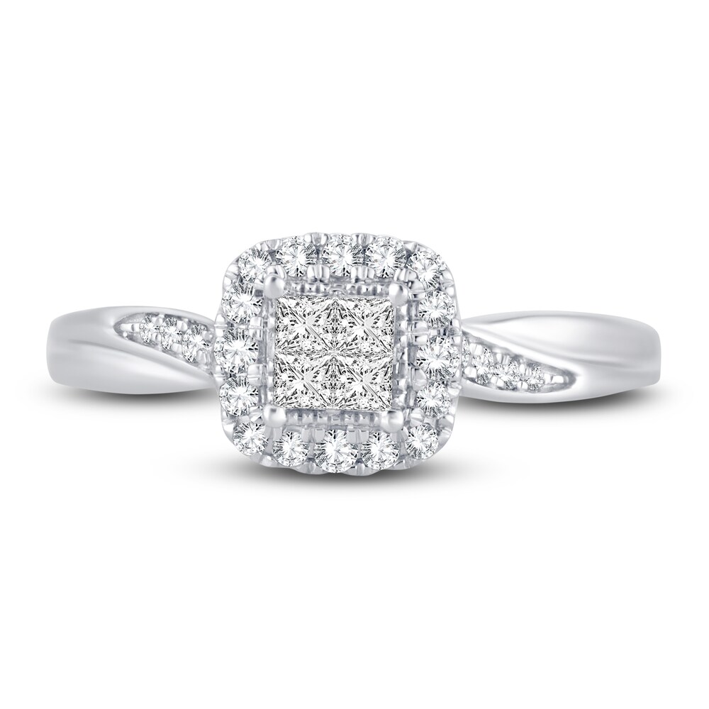 Diamond Ring 3/8 ct tw Princess/Round 14K White Gold 1wFffwK4 Diamond Ring 3/8 ct tw Princess/Round 14K White Gold 1wFffwK4