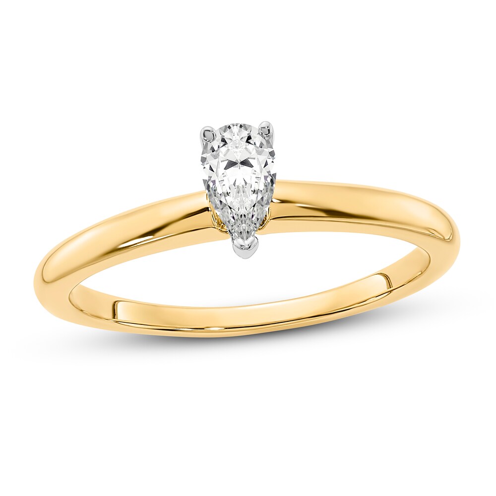 Diamond Solitaire Engagement Ring 1/3 ct tw Pear-shaped 14K Two-Tone Gold (I1/I) 20UGyehn Diamond Solitaire Engagement Ring 1/3 ct tw Pear-shaped 14K Two-Tone Gold (I1/I) 20UGyehn