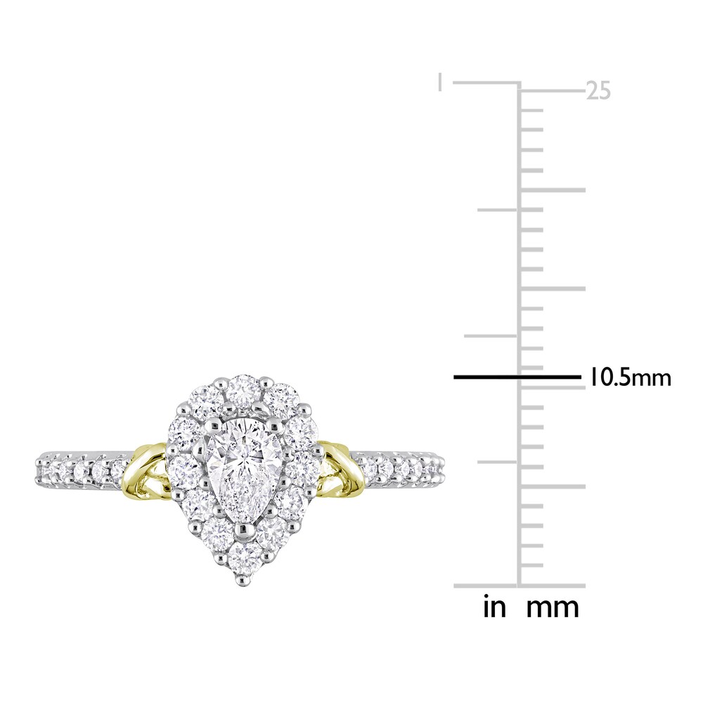 Diamond Y-Knot Ring 3/4 ct tw Pear/Round 14K Two-Tone Gold 2BAqDrRj Diamond Y-Knot Ring 3/4 ct tw Pear/Round 14K Two-Tone Gold 2BAqDrRj