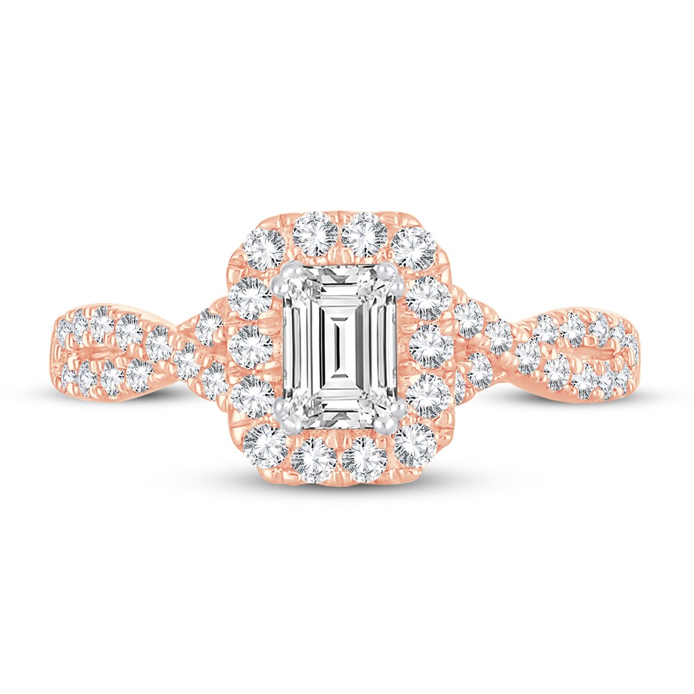 Diamond Engagement Ring 1 ct tw Round/Emerald 14K Rose Gold 2EQ0n7ZU Diamond Engagement Ring 1 ct tw Round/Emerald 14K Rose Gold 2EQ0n7ZU