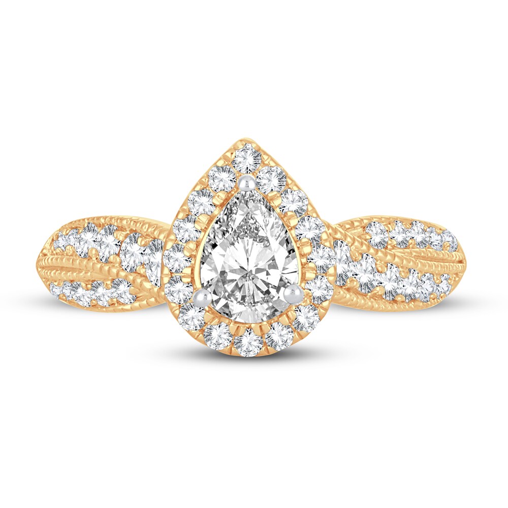 Diamond Engagement Ring 1 ct tw Round/Pear-shaped 14K Yellow Gold 2Fb4qpjw Diamond Engagement Ring 1 ct tw Round/Pear-shaped 14K Yellow Gold 2Fb4qpjw