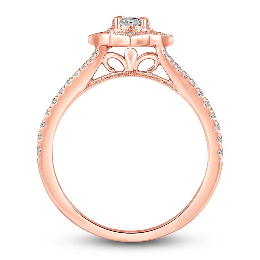 Diamond Engagement Ring 5/8 ct tw Round 14K Rose Gold 2KKH30nZ