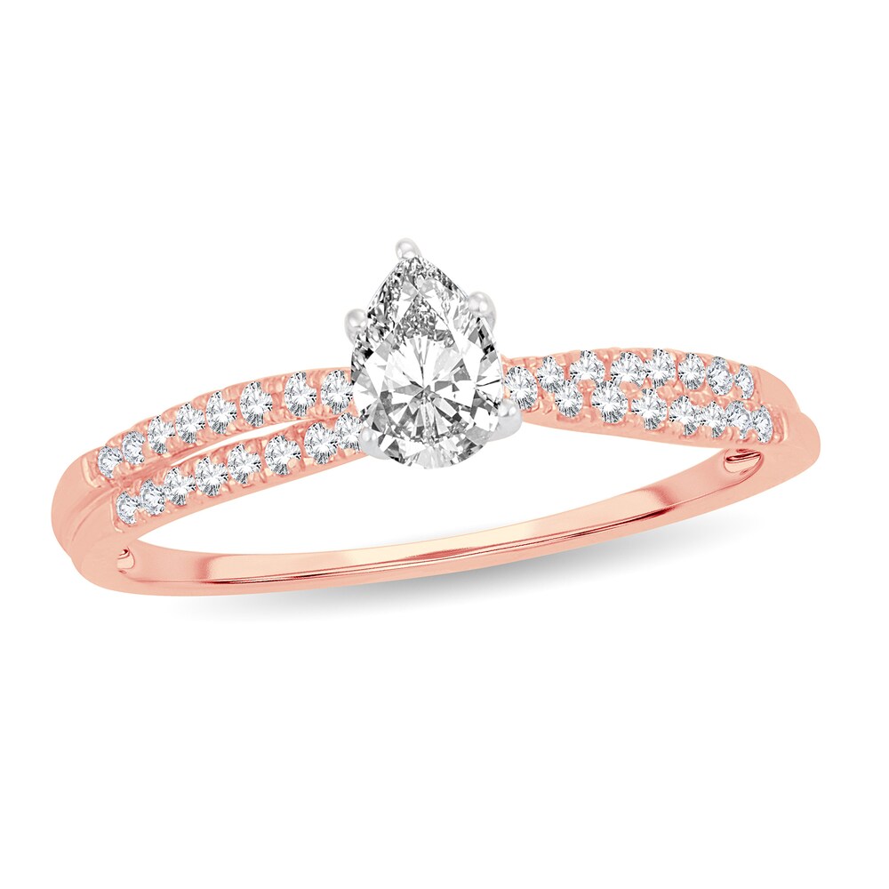 Diamond Ring 1/2 ct tw Pear-shaped 14K Rose Gold 2LCRdx1F Diamond Ring 1/2 ct tw Pear-shaped 14K Rose Gold 2LCRdx1F