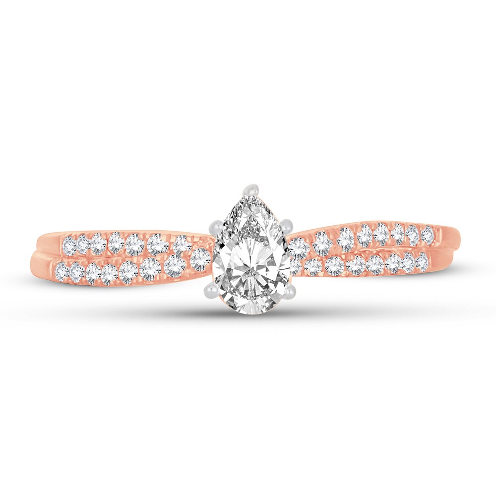Diamond Ring 1/2 ct tw Pear-shaped 14K Rose Gold 2LCRdx1F Diamond Ring 1/2 ct tw Pear-shaped 14K Rose Gold 2LCRdx1F