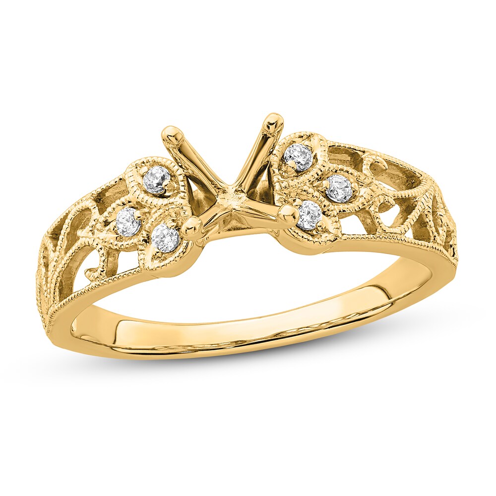 Diamond Ring Setting 1/15 ct tw Round 14K Yellow Gold 2LZct50v Diamond Ring Setting 1/15 ct tw Round 14K Yellow Gold 2LZct50v