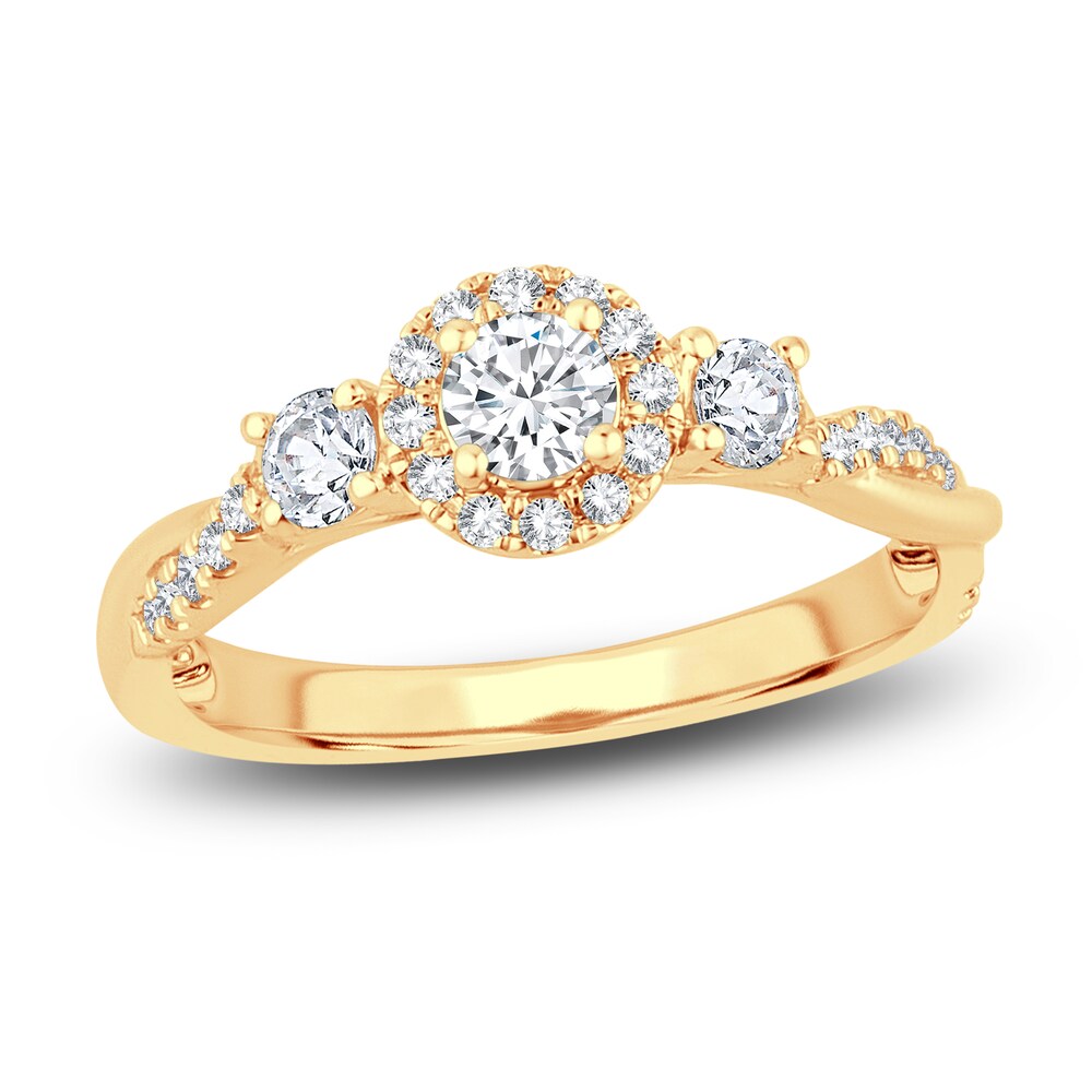 Diamond Halo Ring 3/8 ct tw Round 14K Yellow Gold 2OCLz3QQ Diamond Halo Ring 3/8 ct tw Round 14K Yellow Gold 2OCLz3QQ