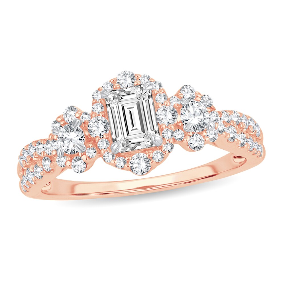 Diamond Ring 1-1/10 ct tw Emerald-cut 14K Rose Gold 2ToxQffH Diamond Ring 1-1/10 ct tw Emerald-cut 14K Rose Gold 2ToxQffH