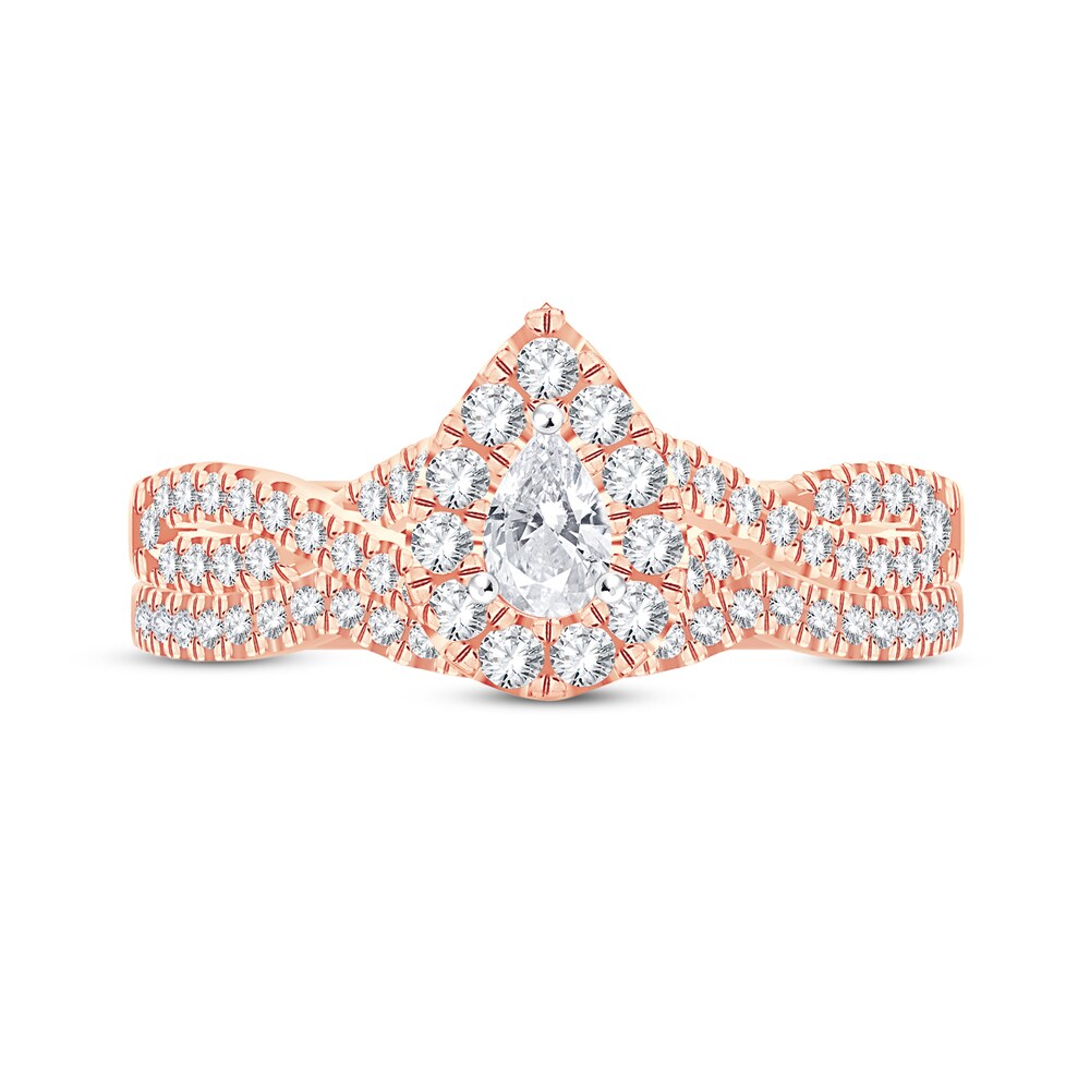Diamond Bridal Set 3/4 ct tw Pear-shaped/Round-cut 14K Rose Gold 2fcPBJ1A Diamond Bridal Set 3/4 ct tw Pear-shaped/Round-cut 14K Rose Gold 2fcPBJ1A