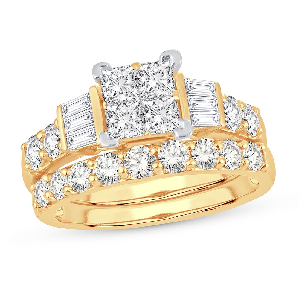 Diamond Bridal Set 2 ct tw Round/Princess/Baguette 14K Yellow Gold 2gYrYiMj Diamond Bridal Set 2 ct tw Round/Princess/Baguette 14K Yellow Gold 2gYrYiMj