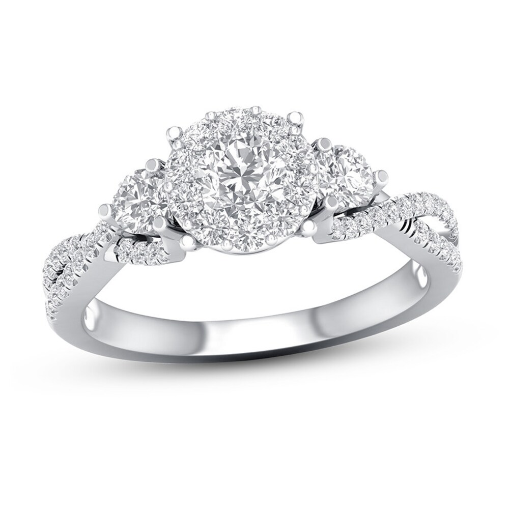 Diamond Engagement Ring 1 ct tw Round 14K White Gold 8.2mm 2hHgSj9N