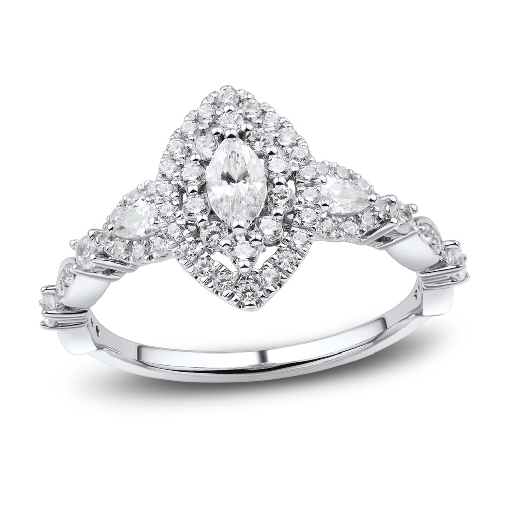 Diamond Engagement Ring 3/4 ct tw Marquise/Round 14K White Gold 2ldKuTpO
