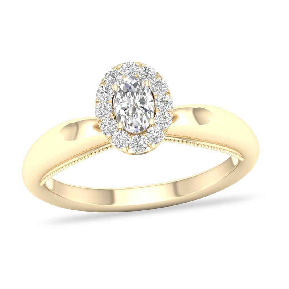 Diamond Ring 1/2 ct tw Oval/Round-cut 14K Yellow Gold 2nEPjaUk Diamond Ring 1/2 ct tw Oval/Round-cut 14K Yellow Gold 2nEPjaUk