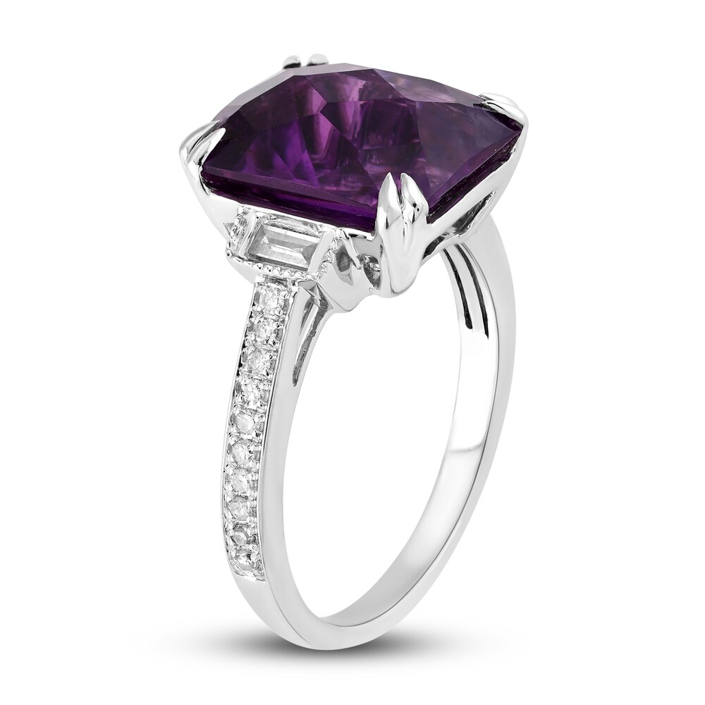 Natural Amethyst Engagement Ring 1/5 ct tw Diamonds 14K White Gold 2sJ79Qj1 Natural Amethyst Engagement Ring 1/5 ct tw Diamonds 14K White Gold 2sJ79Qj1