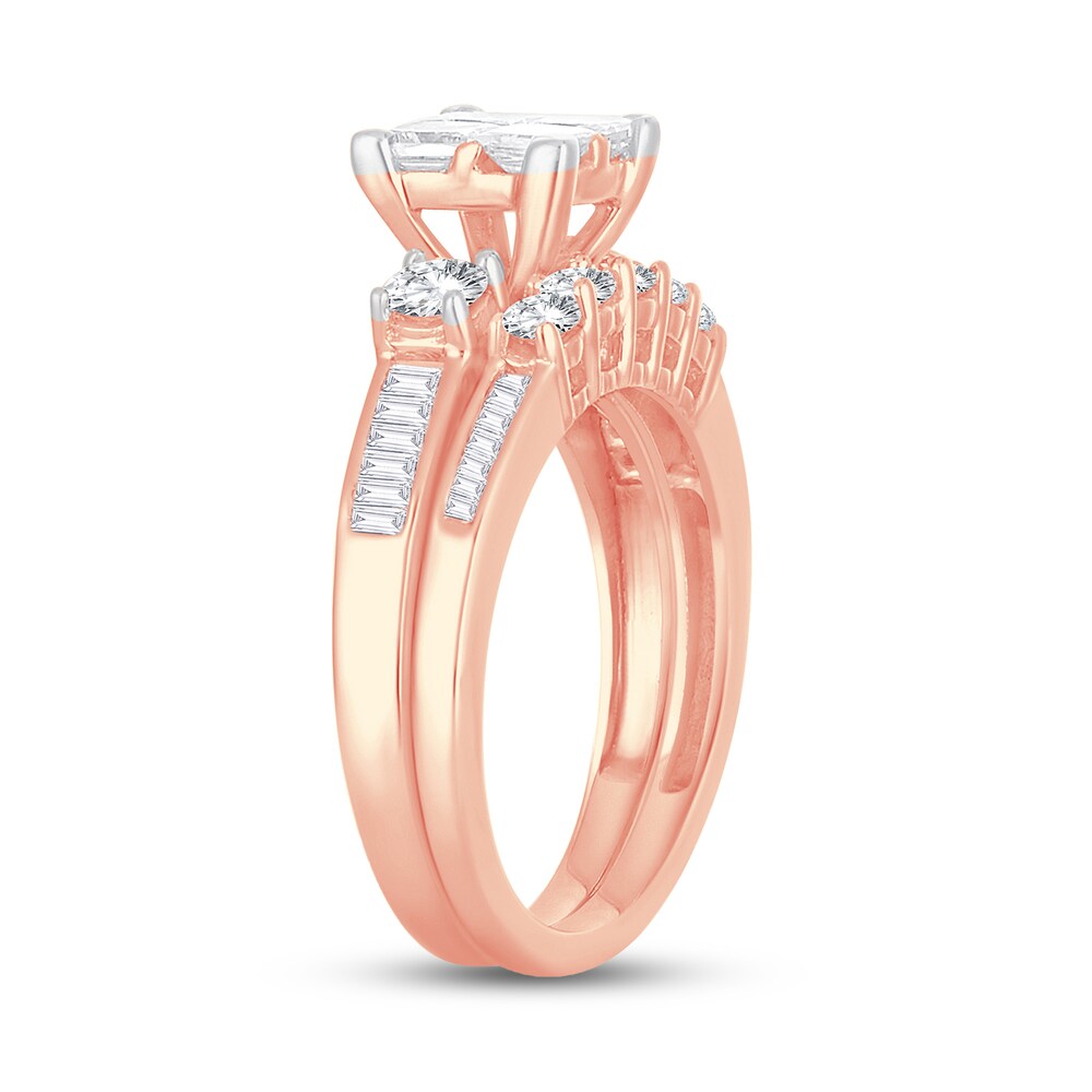 Diamond Bridal Set 1-1/2 ct tw Round/Princess/Baguette 14K Rose Gold 2wrwpBkT Diamond Bridal Set 1-1/2 ct tw Round/Princess/Baguette 14K Rose Gold 2wrwpBkT