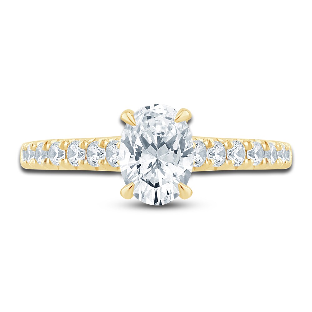 Diamond Hidden Halo Engagement Ring 1-1/2 ct tw Oval/Round 14K Yellow Gold 3FnX0Ce1 Diamond Hidden Halo Engagement Ring 1-1/2 ct tw Oval/Round 14K Yellow Gold 3FnX0Ce1