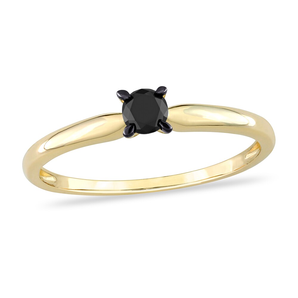 Black Diamond Solitaire Engagement Ring 1/4 ct tw Round-cut 14K Yellow Gold 3jdEd3Og Black Diamond Solitaire Engagement Ring 1/4 ct tw Round-cut 14K Yellow Gold 3jdEd3Og