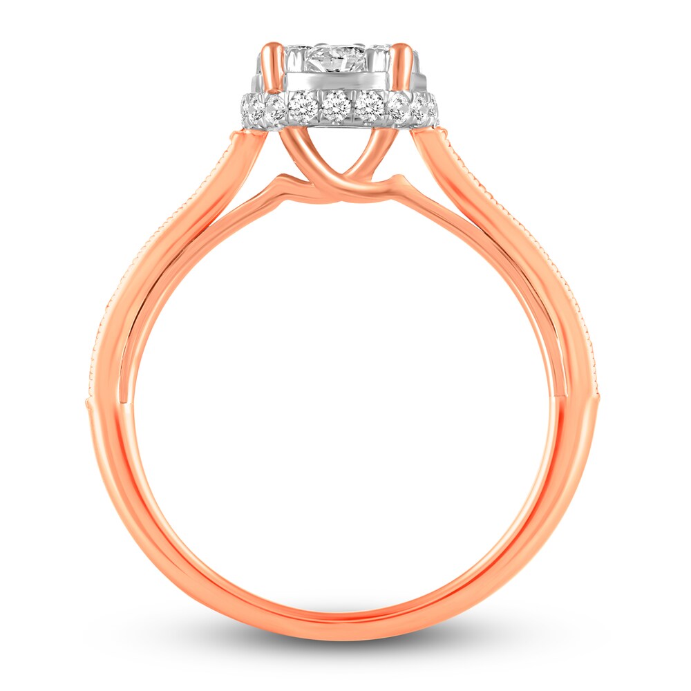 Diamond Halo Engagement Ring 3/4 ct tw Round 14K Rose Gold 3l2xG1uZ Diamond Halo Engagement Ring 3/4 ct tw Round 14K Rose Gold 3l2xG1uZ
