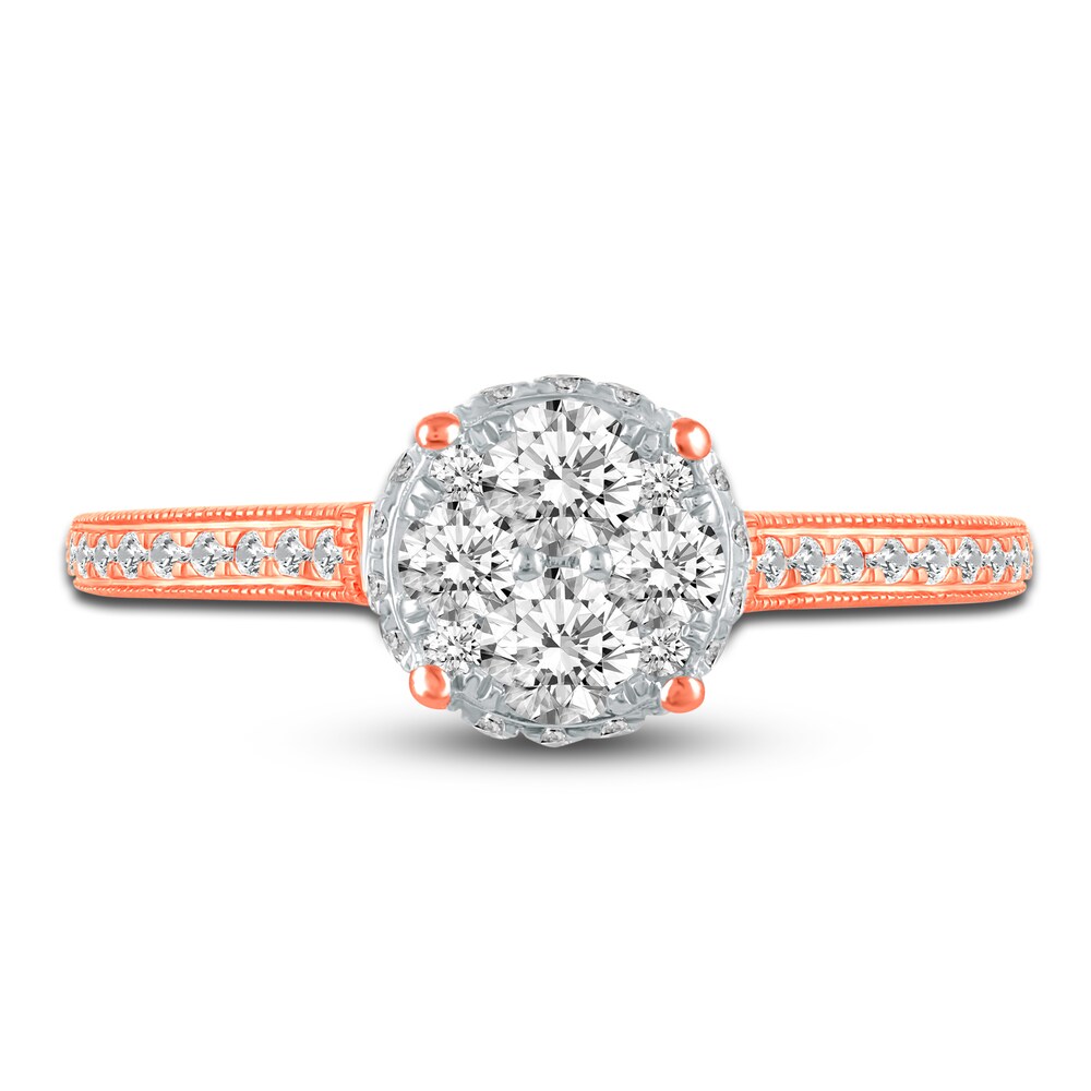 Diamond Halo Engagement Ring 3/4 ct tw Round 14K Rose Gold 3l2xG1uZ Diamond Halo Engagement Ring 3/4 ct tw Round 14K Rose Gold 3l2xG1uZ