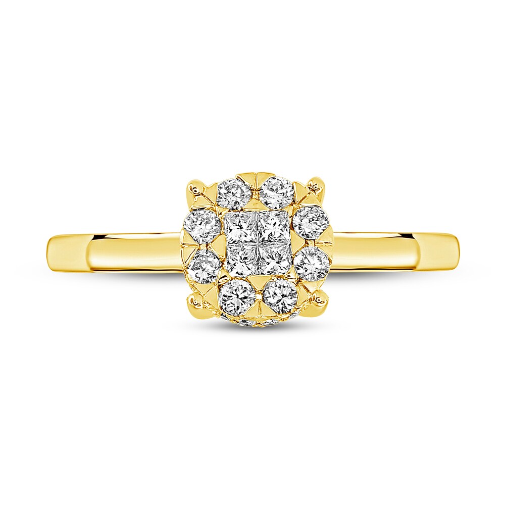 Diamond Engagement Ring 3/8 ct tw Round/Princess 14K Yellow Gold 3lejPqHS Diamond Engagement Ring 3/8 ct tw Round/Princess 14K Yellow Gold 3lejPqHS