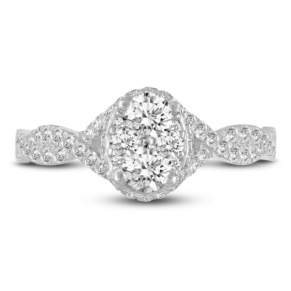 Diamond Oval Halo Engagement Ring 1 ct tw Round 14K White Gold 3vnfSQUk Diamond Oval Halo Engagement Ring 1 ct tw Round 14K White Gold 3vnfSQUk