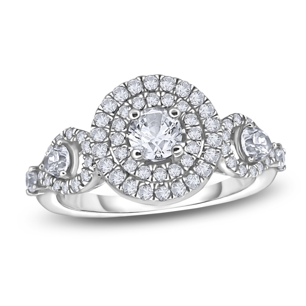 Diamond Engagement Ring 1 ct tw Pear/Round 14K White Gold 4FfTNuWV Diamond Engagement Ring 1 ct tw Pear/Round 14K White Gold 4FfTNuWV