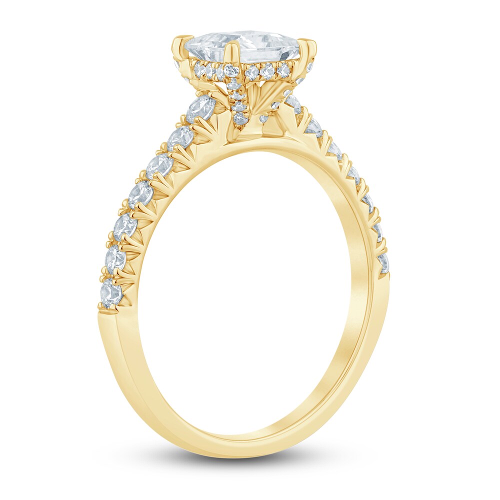 Diamond Hidden Halo Engagement Ring 1-1/2 ct tw Princess/Round 14K Yellow Gold 4NSZ205t Diamond Hidden Halo Engagement Ring 1-1/2 ct tw Princess/Round 14K Yellow Gold 4NSZ205t