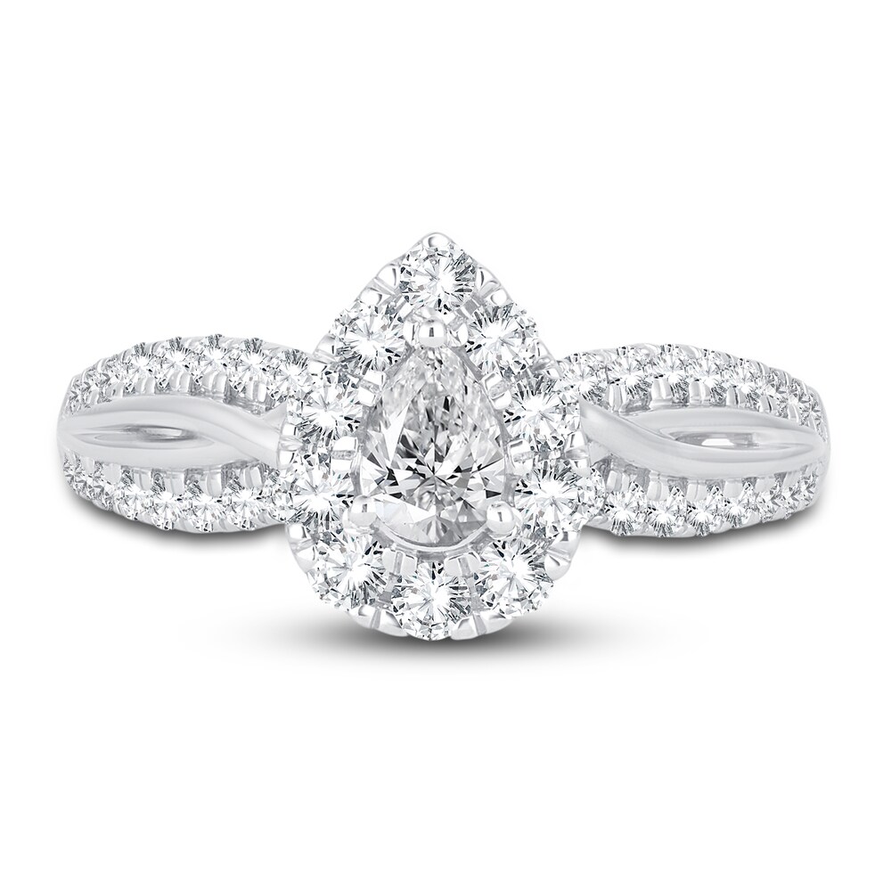 Diamond Engagement Ring 1 ct tw Pear/Round 14K White Gold 4U102uhC Diamond Engagement Ring 1 ct tw Pear/Round 14K White Gold 4U102uhC