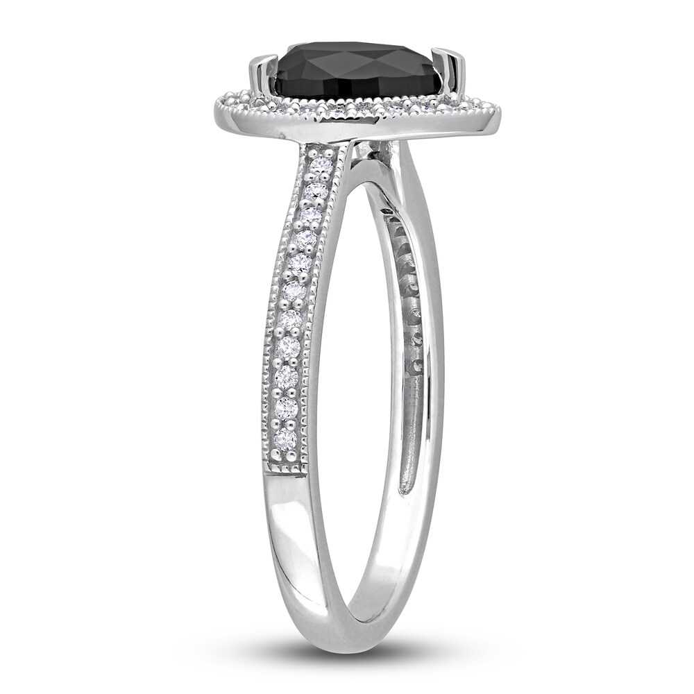 Black & White Diamond Halo Engagement Ring 1-1/4 ct tw Pear/Round 14K White Gold 4dCAqNEE Black & White Diamond Halo Engagement Ring 1-1/4 ct tw Pear/Round 14K White Gold 4dCAqNEE