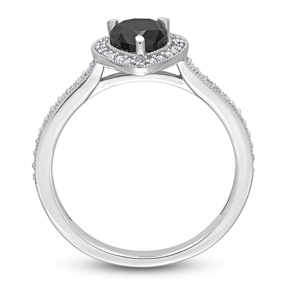 Black & White Diamond Halo Engagement Ring 1-1/4 ct tw Pear/Round 14K White Gold 4dCAqNEE Black & White Diamond Halo Engagement Ring 1-1/4 ct tw Pear/Round 14K White Gold 4dCAqNEE