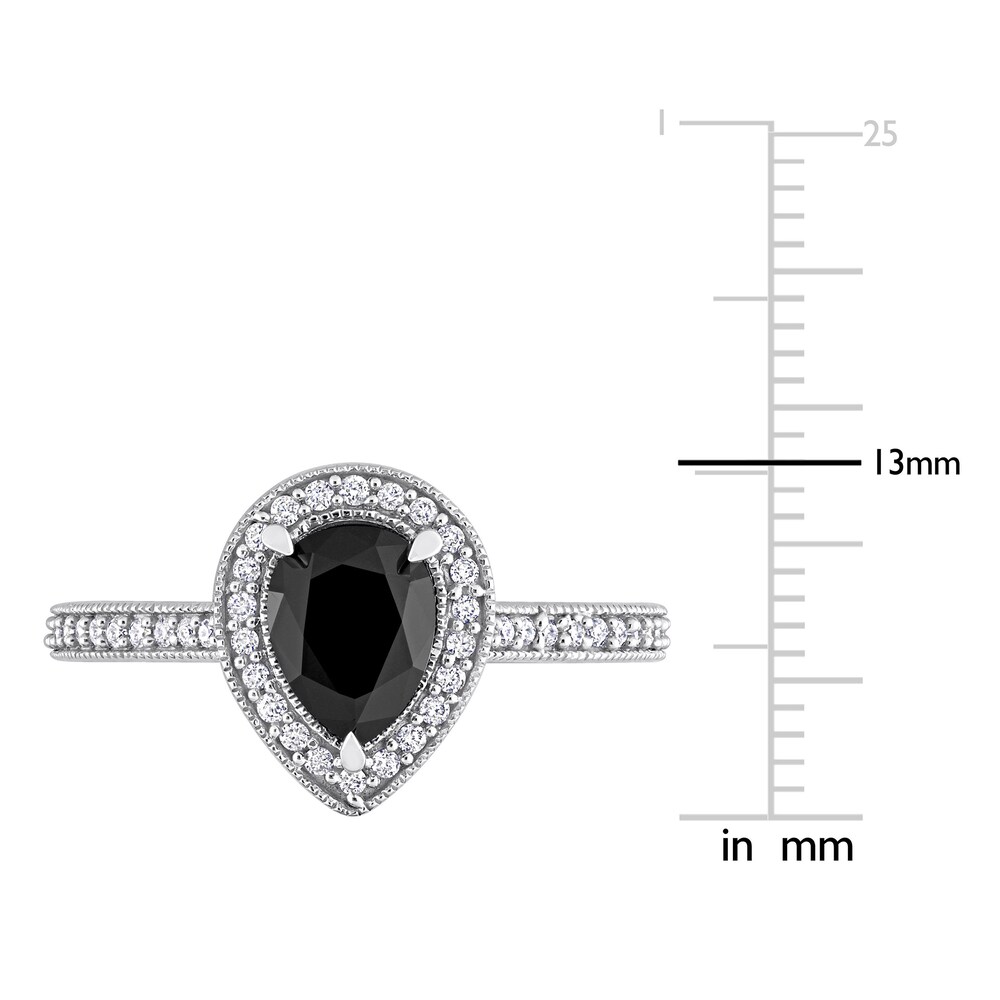 Black & White Diamond Halo Engagement Ring 1-1/4 ct tw Pear/Round 14K White Gold 4dCAqNEE Black & White Diamond Halo Engagement Ring 1-1/4 ct tw Pear/Round 14K White Gold 4dCAqNEE