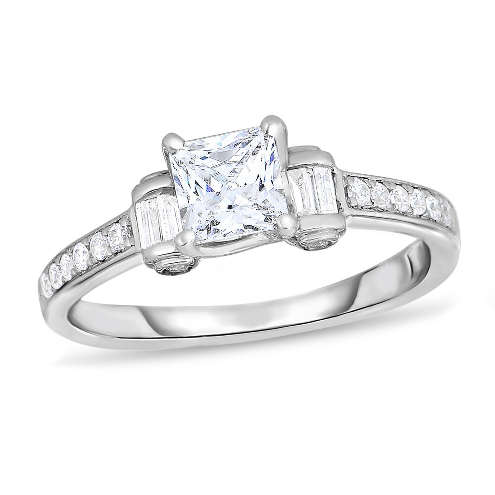 Diamond Ring 1-1/4 ct tw Princess/Round 14K White Gold 58rboYKg Diamond Ring 1-1/4 ct tw Princess/Round 14K White Gold 58rboYKg