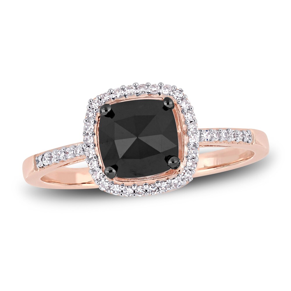 Black & White Diamond Halo Engagement Ring 1 ct tw Round 14K Rose Gold 5FvOrV3R Black & White Diamond Halo Engagement Ring 1 ct tw Round 14K Rose Gold 5FvOrV3R