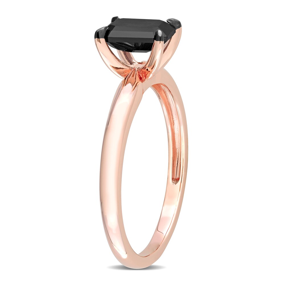 Black Diamond Solitaire Engagement Ring 1 ct tw Emerald-cut 14K Rose Gold 5LDiTBHw Black Diamond Solitaire Engagement Ring 1 ct tw Emerald-cut 14K Rose Gold 5LDiTBHw