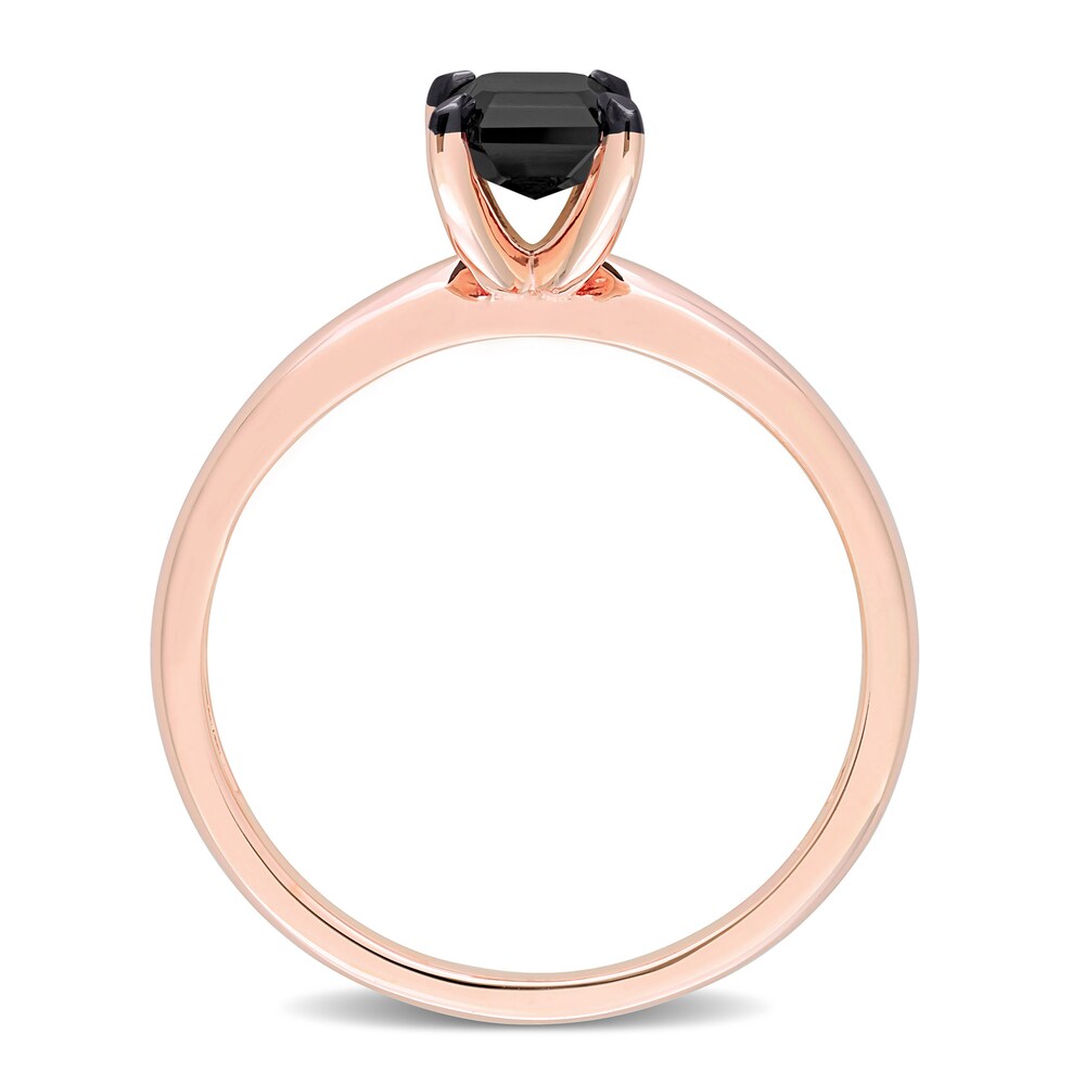 Black Diamond Solitaire Engagement Ring 1 ct tw Emerald-cut 14K Rose Gold 5LDiTBHw Black Diamond Solitaire Engagement Ring 1 ct tw Emerald-cut 14K Rose Gold 5LDiTBHw