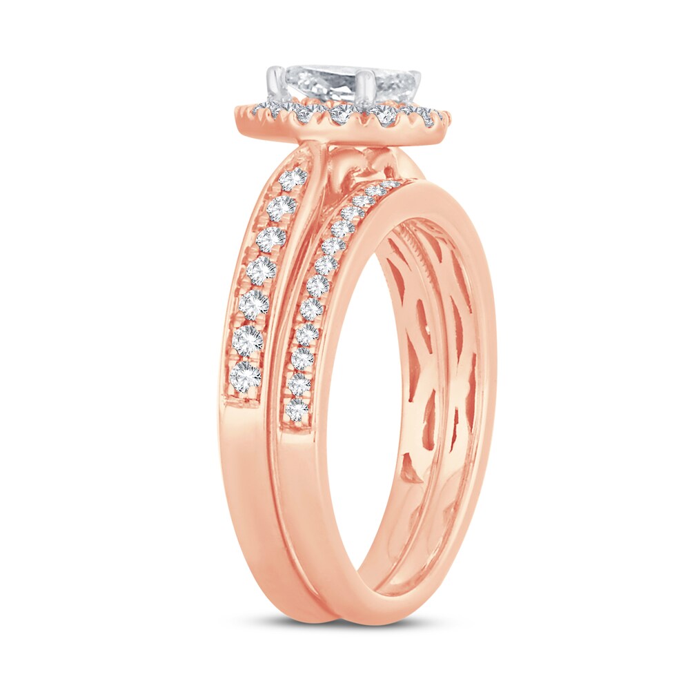 Diamond Bridal Set 7/8 ct tw Pear-shaped/Round-cut 14K Rose Gold 5nMdO3wm Diamond Bridal Set 7/8 ct tw Pear-shaped/Round-cut 14K Rose Gold 5nMdO3wm