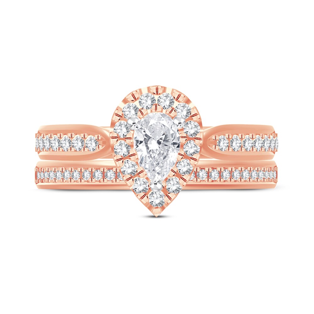 Diamond Bridal Set 7/8 ct tw Pear-shaped/Round-cut 14K Rose Gold 5nMdO3wm Diamond Bridal Set 7/8 ct tw Pear-shaped/Round-cut 14K Rose Gold 5nMdO3wm