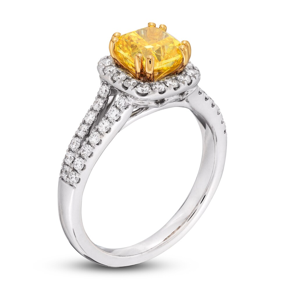 Yellow Lab-Created Diamond Engagement Ring 2 ct tw Round 14K Two-Tone 62IVCR87 Yellow Lab-Created Diamond Engagement Ring 2 ct tw Round 14K Two-Tone 62IVCR87