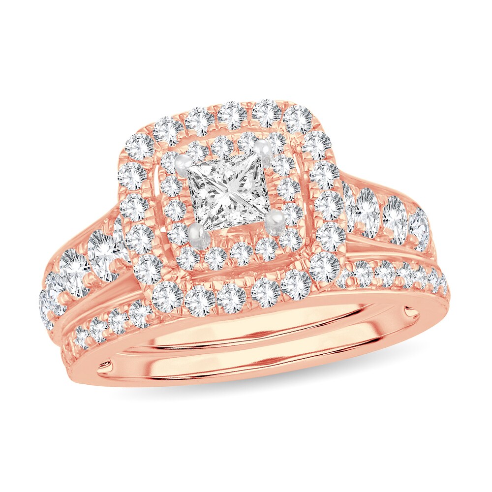 Diamond Bridal Set 2 ct tw Princess 14K Rose Gold 65R9FfKj Diamond Bridal Set 2 ct tw Princess 14K Rose Gold 65R9FfKj