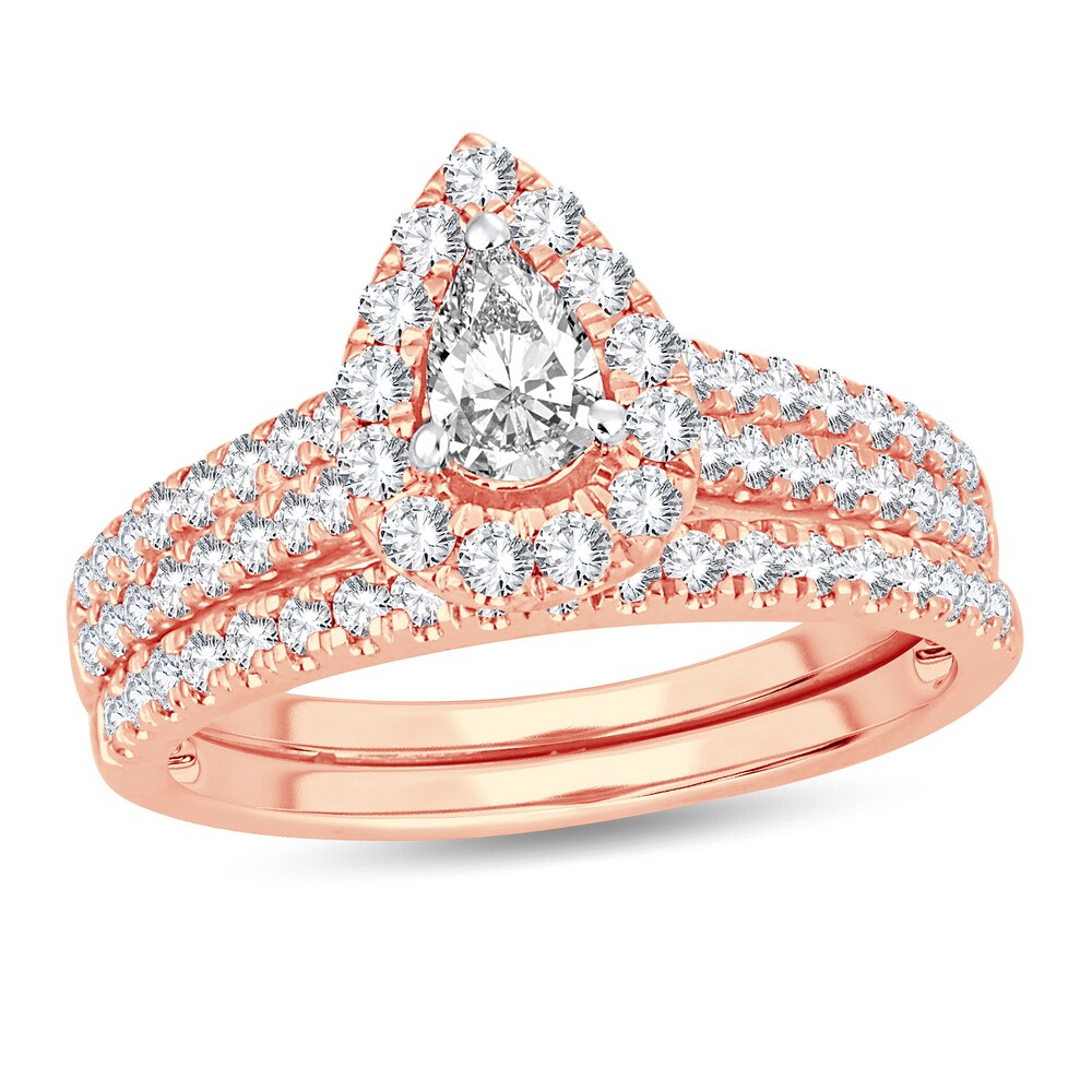 Diamond Bridal Set 1 ct tw Pear-shaped 14K Rose Gold 6D3wAzDX Diamond Bridal Set 1 ct tw Pear-shaped 14K Rose Gold 6D3wAzDX