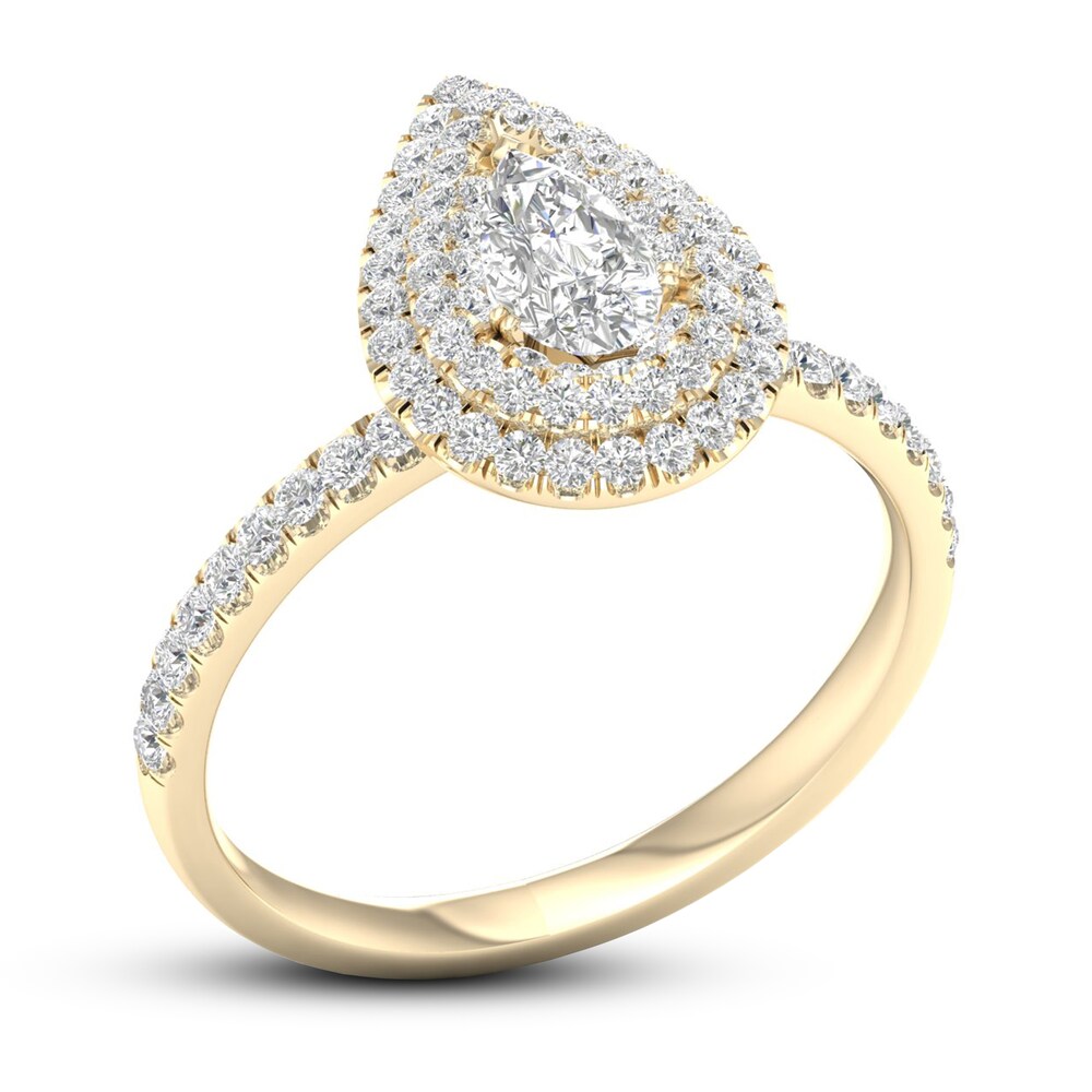 Diamond Engagement Ring 3/4 ct tw Pear-shaped/Round 14K Yellow Gold 6NcxhVKg Diamond Engagement Ring 3/4 ct tw Pear-shaped/Round 14K Yellow Gold 6NcxhVKg