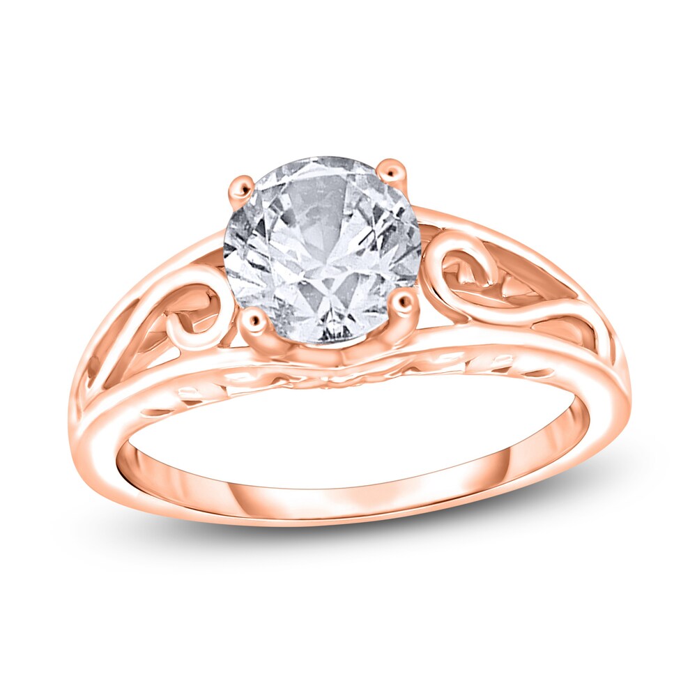 Diamond Solitaire Scroll Engagement Ring 1/4 ct tw Round 14K Rose Gold (I2/I) 6OrAndV1