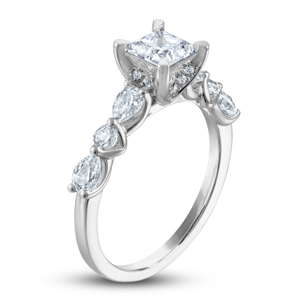 Certified Diamond Engagement Ring 1-1/5 ct tw Princess/Round /Pear 14K White Gold 6Ss8vKoz Certified Diamond Engagement Ring 1-1/5 ct tw Princess/Round /Pear 14K White Gold 6Ss8vKoz